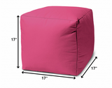17" Cool Bright Hot Pink Solid Color Indoor Outdoor Pouf Ottoman - Homeroots