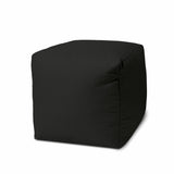 17" Cool Jet Black Solid Color Indoor Outdoor Pouf Ottoman - Homeroots