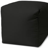 17" Cool Jet Black Solid Color Indoor Outdoor Pouf Ottoman - Homeroots
