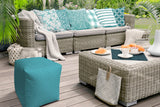17" Turquoise Polyester Cube Polka Dots Indoor Outdoor Pouf Ottoman - Homeroots