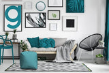 17" Turquoise Polyester Cube Polka Dots Indoor Outdoor Pouf Ottoman - Homeroots