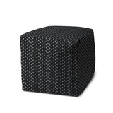 17" Black Polyester Cube Polka Dots Indoor Outdoor Pouf Ottoman - Homeroots