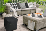 17" Black Polyester Cube Polka Dots Indoor Outdoor Pouf Ottoman - Homeroots