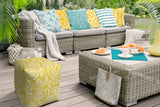 17" Yellow Polyester Cube Paisley Indoor Outdoor Pouf Ottoman - Homeroots