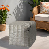 17" Taupe Polyester Cube Geometric Indoor Outdoor Pouf Ottoman - Homeroots