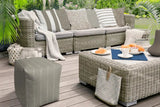 17" Taupe Polyester Cube Striped Indoor Outdoor Pouf Ottoman - Homeroots