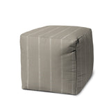 17" Taupe Polyester Cube Striped Indoor Outdoor Pouf Ottoman - Homeroots