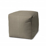 17" Taupe Polyester Cube Polka Dots Indoor Outdoor Pouf Ottoman - Homeroots