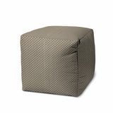 17" Taupe Polyester Cube Polka Dots Indoor Outdoor Pouf Ottoman - Homeroots