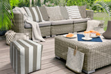 17" Taupe Polyester Cube Striped Indoor Outdoor Pouf Ottoman - Homeroots
