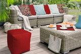 17" Red Polyester Cube Polka Dots Indoor Outdoor Pouf Ottoman - Homeroots