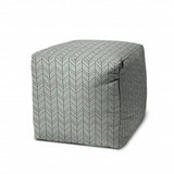 17" Green Polyester Cube Geometric Indoor Outdoor Pouf Ottoman - Homeroots