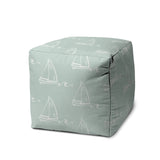 17" Green Polyester Cube Indoor Outdoor Pouf Ottoman - Homeroots
