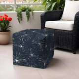 17" Blue Polyester Cube Geometric Indoor Outdoor Pouf Ottoman - Homeroots