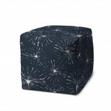 17" Blue Polyester Cube Geometric Indoor Outdoor Pouf Ottoman - Homeroots