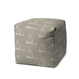 17" Taupe Polyester Cube Indoor Outdoor Pouf Ottoman - Homeroots