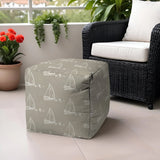 17" Taupe Polyester Cube Indoor Outdoor Pouf Ottoman - Homeroots