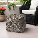17" Brown Polyester Cube Abstract Indoor Outdoor Pouf Ottoman - Homeroots
