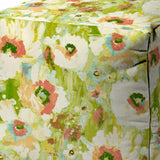 17" Green Polyester Cube Floral Indoor Outdoor Pouf Ottoman - Homeroots