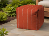 17" Orange Polyester Cube Striped Indoor Outdoor Pouf Ottoman - Homeroots