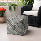 17" Taupe Polyester Cube Geometric Indoor Outdoor Pouf Ottoman - Homeroots