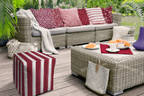17" Pink Polyester Cube Striped Indoor Outdoor Pouf Ottoman - Homeroots