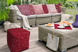 17" Red Polyester Cube Striped Indoor Outdoor Pouf Ottoman - Homeroots