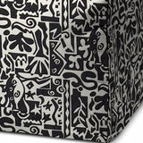 17" Black And White Polyester Cube Geometric Indoor Outdoor Pouf Ottoman - Homeroots