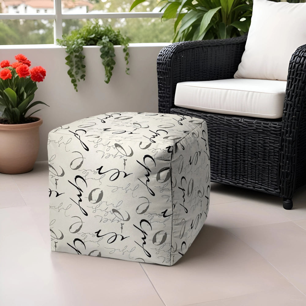 17" Gray Polyester Cube Indoor Outdoor Pouf Ottoman - Homeroots