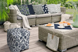 17" Blue Polyester Cube Indoor Outdoor Pouf Ottoman - Homeroots