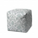 17" Blue Polyester Cube Indoor Outdoor Pouf Ottoman - Homeroots