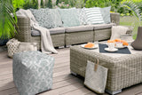 17" Blue Polyester Cube Indoor Outdoor Pouf Ottoman - Homeroots