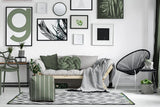 17" Green Polyester Cube Striped Indoor Outdoor Pouf Ottoman - Homeroots