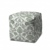 17" Green Polyester Cube Indoor Outdoor Pouf Ottoman - Homeroots