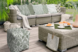 17" Green Polyester Cube Indoor Outdoor Pouf Ottoman - Homeroots