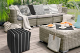 17" Gray Polyester Cube Striped Indoor Outdoor Pouf Ottoman - Homeroots