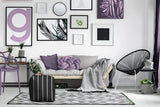 17" Gray Polyester Cube Striped Indoor Outdoor Pouf Ottoman - Homeroots