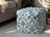17" Turquoise Polyester Cube Indoor Outdoor Pouf Ottoman - Homeroots