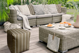 17" Taupe Polyester Cube Striped Indoor Outdoor Pouf Ottoman - Homeroots