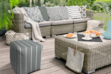 17" Gray Polyester Cube Striped Indoor Outdoor Pouf Ottoman - Homeroots