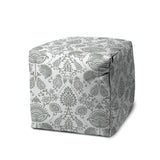 17" Gray Polyester Cube Indoor Outdoor Pouf Ottoman - Homeroots