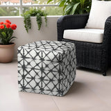 17" Gray Polyester Cube Indoor Outdoor Pouf Ottoman - Homeroots