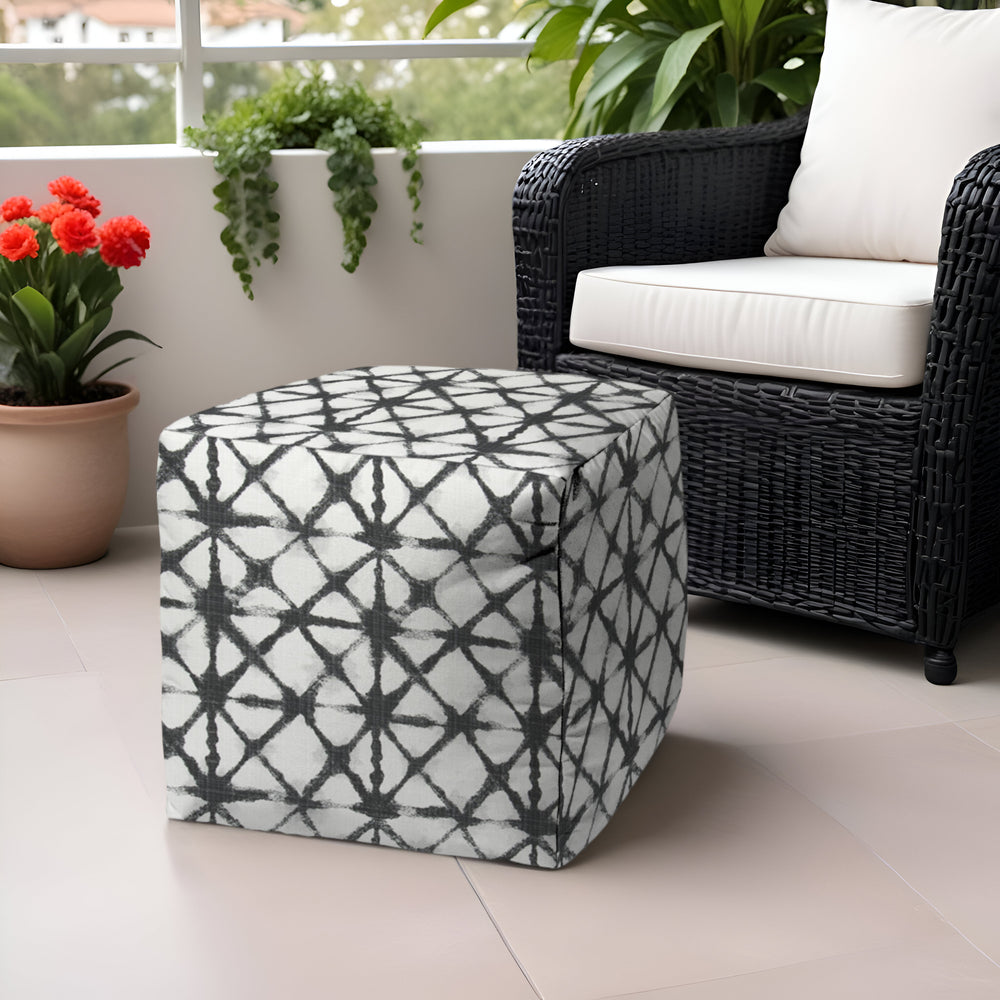 17" Gray Polyester Cube Indoor Outdoor Pouf Ottoman - Homeroots