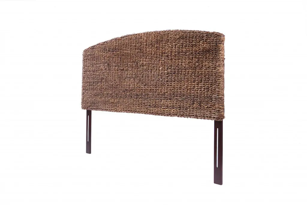 Brown Natural and Rustic Woven Banana Leaf Curved King Size Headboard - Homeroots - Flyclothing LLC