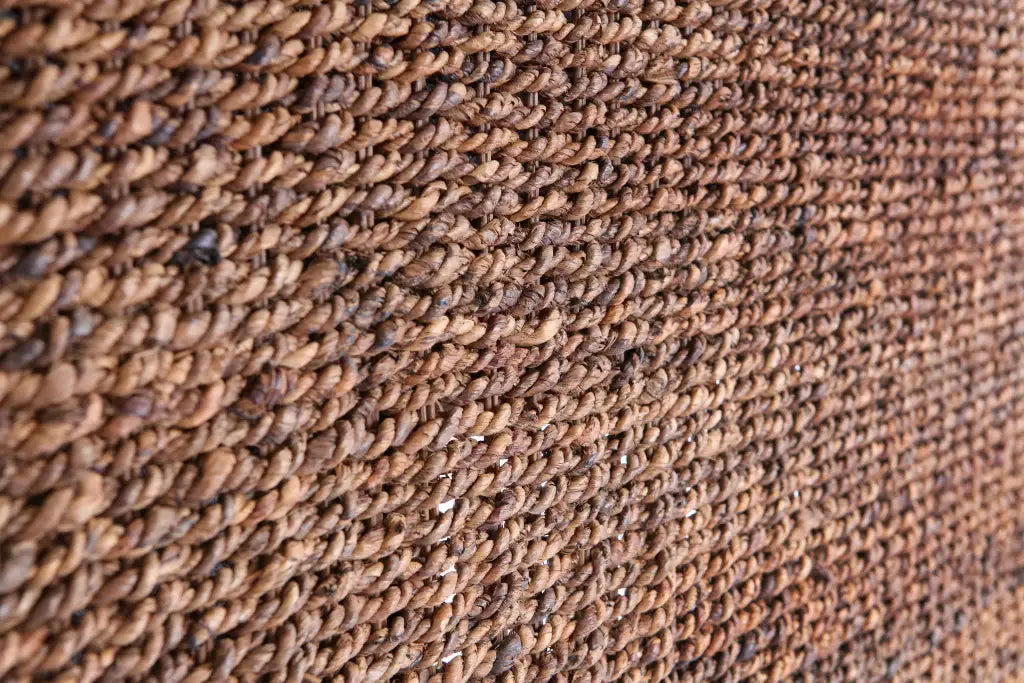 Brown Natural and Rustic Woven Banana Leaf Curved King Size Headboard - Homeroots - Flyclothing LLC