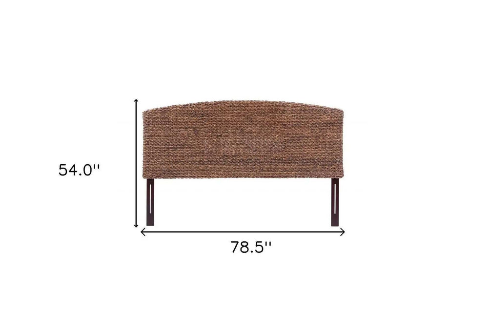 Brown Natural and Rustic Woven Banana Leaf Curved King Size Headboard - Homeroots - Flyclothing LLC