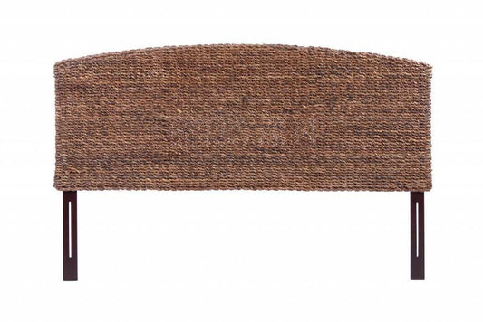 Brown Natural and Rustic Woven Banana Leaf Curved Queen Size Headboard - Homeroots - Flyclothing LLC