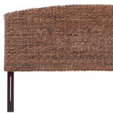 Brown Natural and Rustic Woven Banana Leaf Curved Queen Size Headboard - Homeroots