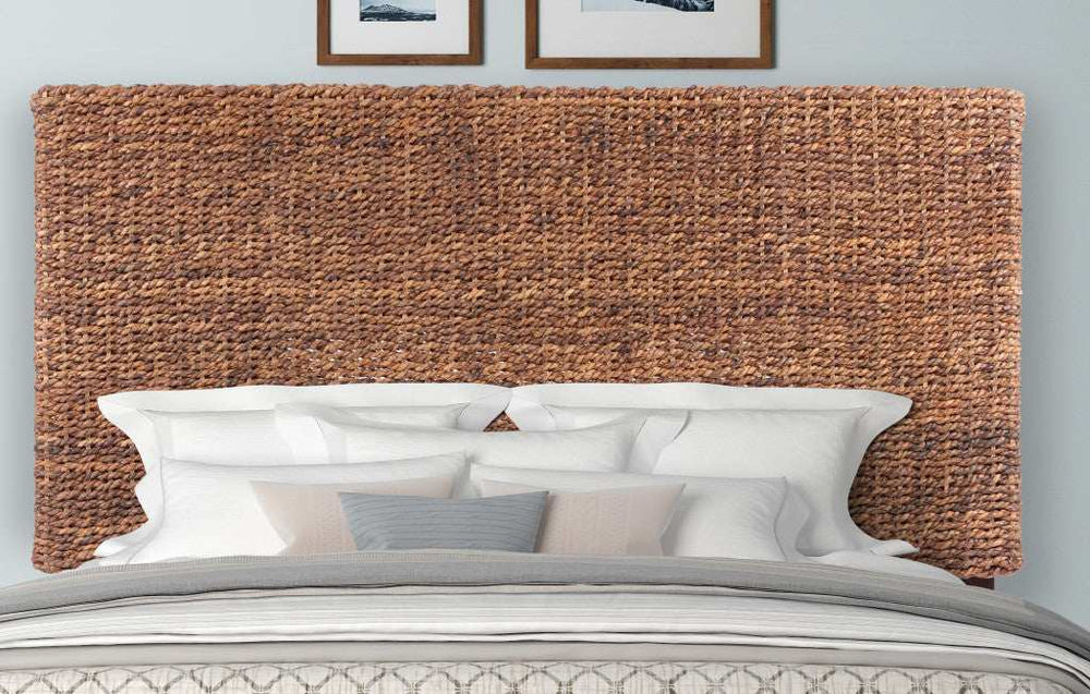 Brown Natural and Rustic Woven Banana Leaf Straight Queen Size Headboard - Homeroots - Flyclothing LLC