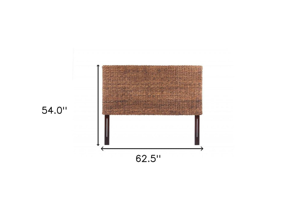 Brown Natural and Rustic Woven Banana Leaf Straight Queen Size Headboard - Homeroots - Flyclothing LLC